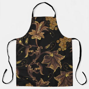 Tablier Broderie renaissance dorée patte transparente fleu