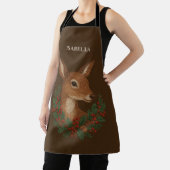 Tablier Broderie rustique Deer & Holiday Greens noël (Insitu)