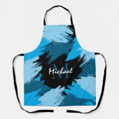 Tablier Brosse nuances de nom bleu avec monogramme (Recto)