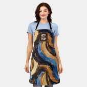 Tablier Brosses Abstraites en bleu et Brown (Porté)