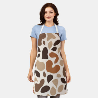 Tablier Brown Abstract Organic Shapes Print All-Over Print