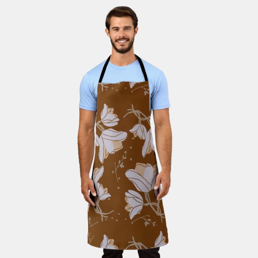 TABLIER BROWN, FLORAL (Porté)