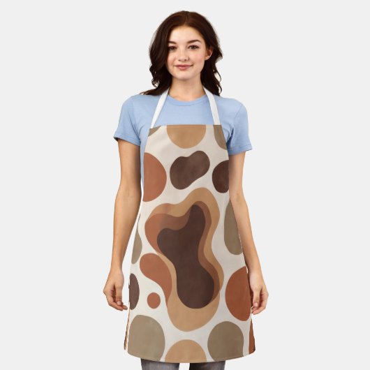 Tablier Brown Modern Art Flow Shapes All-Over Print Apron (Porté)