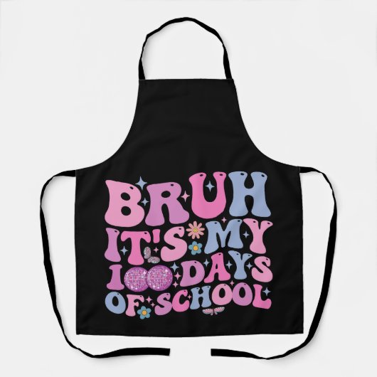 Tablier Bruh C'est mes 100 jours d'école Papillon Disco (Recto)