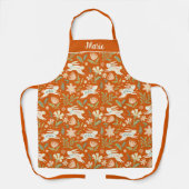 Tablier Brûlé Orange Lapin Floral Conception du jardin (Recto)