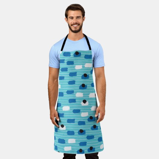 Tablier Brush course sans couture motif, dessiné à la main (Porté)