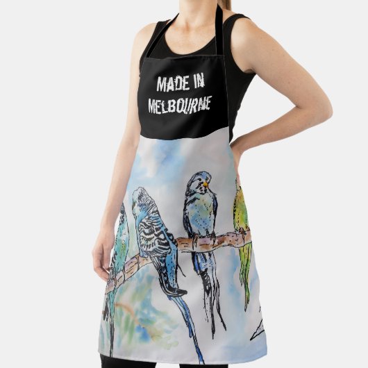 Tablier Budgie Budgerigar Birs Made In Melbourne (Insitu)