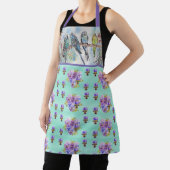 Tablier Budgie Budgies et fleurs Mint Green Womans Apron (Insitu)
