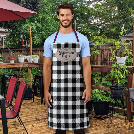 Tablier Buffalo Check Rustic Country Nom de famille