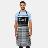 Tablier Buffalo, Chef Élégant Noir Plaid Blanc Noir (Porté)