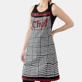 Tablier Buffalo, Chef Rouge, Plaid Black White Apron (Insitu)