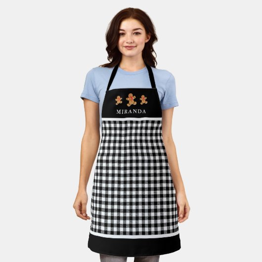 Tablier Buffalo Plaid Gingbread Hommes Avec Nom Noël (Porté)