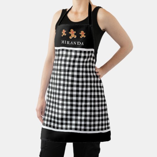 Tablier Buffalo Plaid Gingbread Hommes Avec Nom Noël (Insitu)