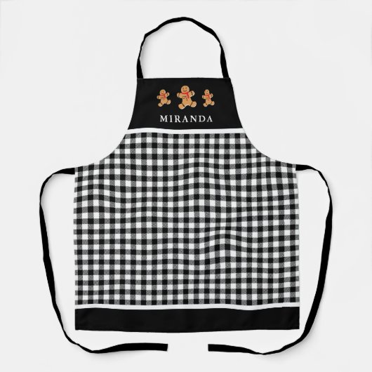 Tablier Buffalo Plaid Gingbread Hommes Avec Nom Noël (Recto)