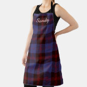 Tablier Buffalo plaid navy blue red monogram name (Insitu)