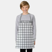 Tablier Buffle gris blanc rustique Plaid Motif personnalis (Porté)