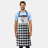 Tablier Buffle noir et blanc Chèque cuisine sucrée (Porté)
