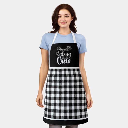 Tablier Buffle noir et blanc Plaid Christmas Baking Crew (Porté)