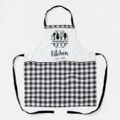Tablier Buffle noir et blanc Plaid Nom de la cuisine (Recto)