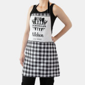 Tablier Buffle noir et blanc Plaid Nom de la cuisine (Insitu)