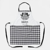 Tablier Buffle noir et blanc Plaid Nom de la cuisine (Recto)