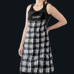 Tablier Buffle noir et blanc rustique plaid personnel<br><div class="desc">Le buffle noir et blanc rustique plaid apéro personnel. Ajoutez votre propre nom pour personnaliser.</div>