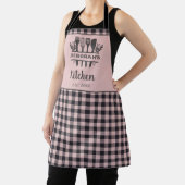 Tablier Buffle rose et gris Plaid Nom de la cuisine (Insitu)