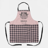 Tablier Buffle rose et gris Plaid Nom de la cuisine (Recto)