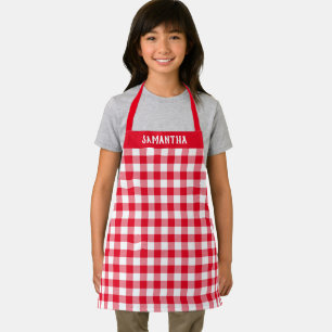 Tablier Buffle rouge rustique blanc Plaid vacances sur mes