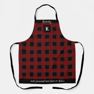 Tablier Buffle Rustique Plaid Rouge Noir Personnalisé