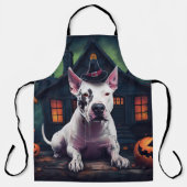 Tablier Bull Terrier Citrouille Halloween effroi (Recto)