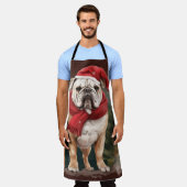 Tablier Bulldog à Noël de neige (Porté)
