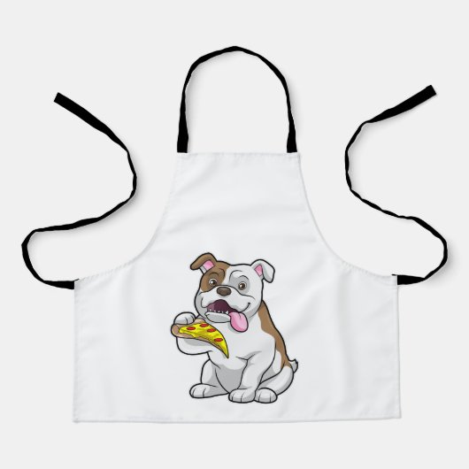 Tablier Bulldog avec morceau de pizza (Recto)
