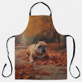 Tablier Bulldog en automne Feuilles automne Inspire (Recto)