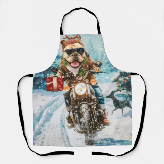 Tablier Bulldog équitation moto Noël (Recto)