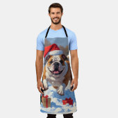 Tablier Bulldog Noël Festival scène de neige (Porté)