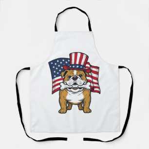 Tablier Bulldog Patriotique Avec Drapeau Vector Design_1