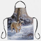 Tablier Bulldog Qu'Il Neige Noël Brossé (Recto)