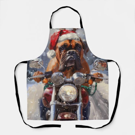 Tablier Bullmastiff à moto Noël (Recto)