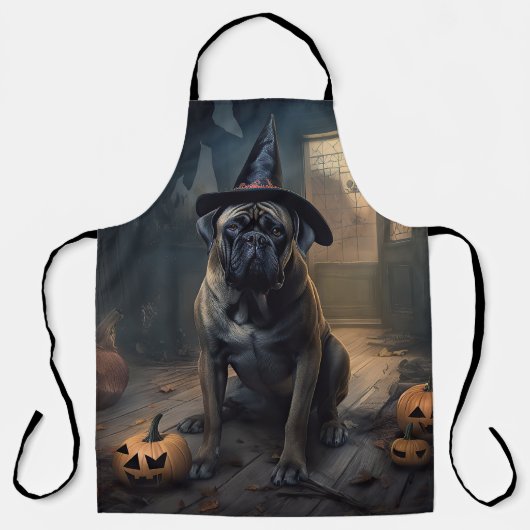 Tablier Bullmastiff Citrouilles Halloween effrayant (Recto)