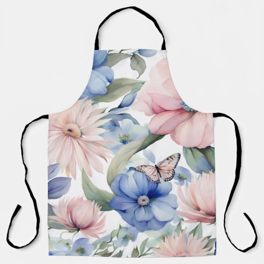 Tablier Bunch de fleurs rose et bleu classique (Recto)