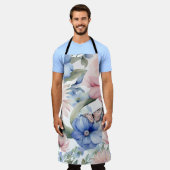 Tablier Bunch de fleurs rose et bleu classique (Porté)