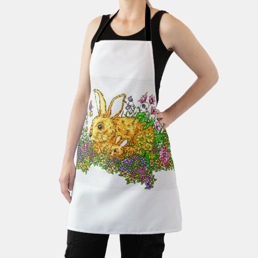 Tablier Bunnies Springtime dans un champ de fleurs (Insitu)