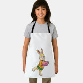 Tablier Bunny comme secrétaire avec ordinateur portable (Insitu)