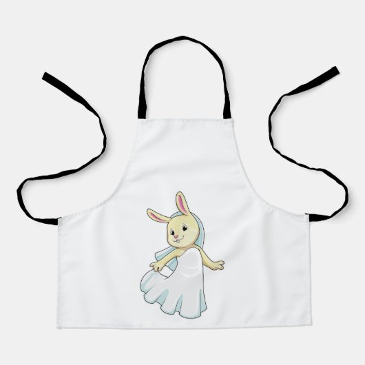 Tablier Bunny en mariée avec voile (Recto)