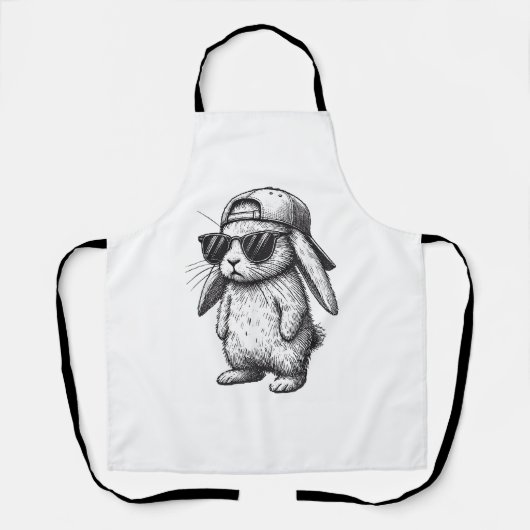 Tablier Bunny Face With Sunglasses Cap Easter Day for Boys (Recto)