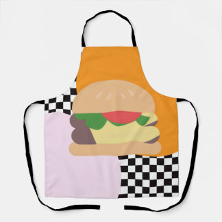 Tablier Burger Bold à carreaux rose orange noir