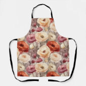 Tablier Burgundy Cream Fleurs printanières Fête de mariage (Recto)