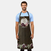 Tablier Burgundy Floral Fall Rustic Wood w White Citrouill (Porté)