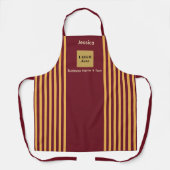 Tablier Burgundy & Gold Stripe personnalisée (Recto)